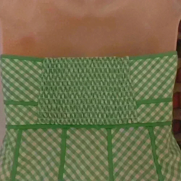 Lilly Pulitzer Halter Top Scalloped Gingham Strapless  Bodice Side Zipper Size 0 - Picture 4 of 6